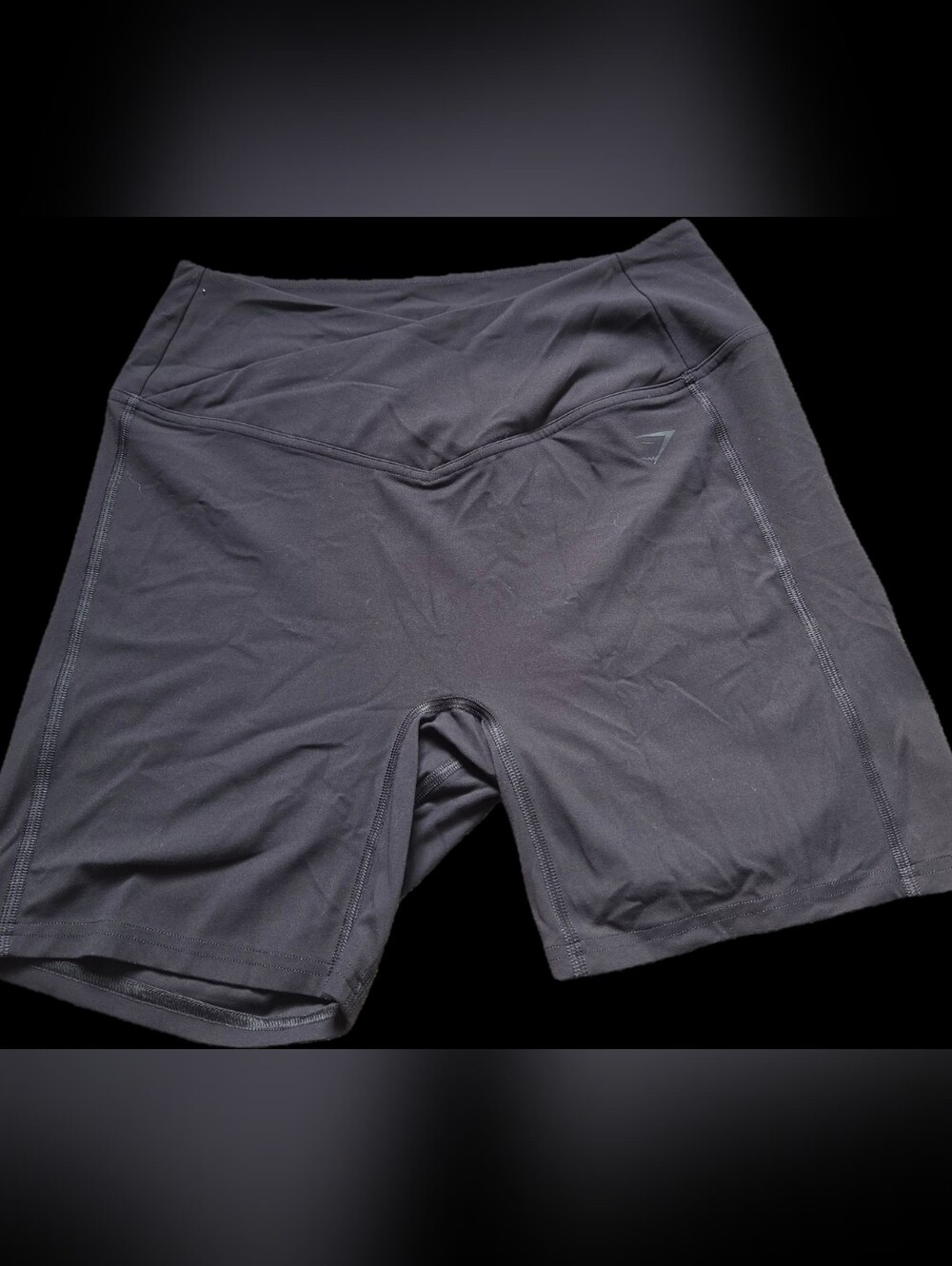 Gymshark Black Crossover Waist Bike Shorts, Size Large, Excellent Condition